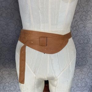 Ada Collection Light Brown Leather Classic wrap Belt.Made in Argentina